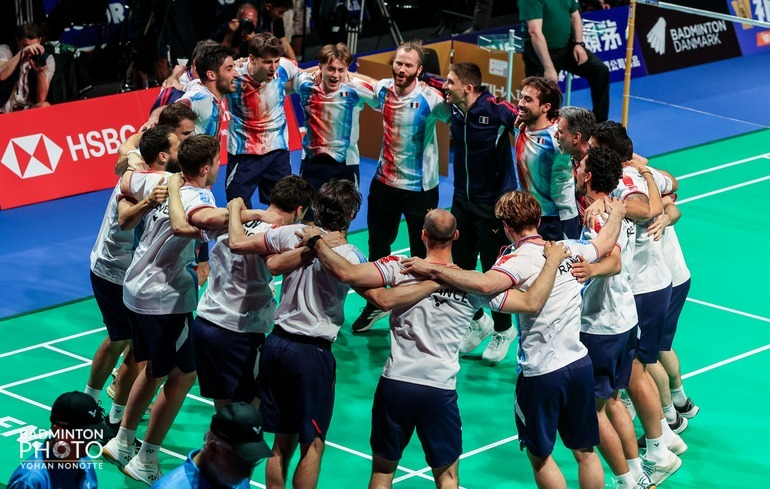 "Photo Thomas Cup : Les Bleus vers une demi-finale historique"